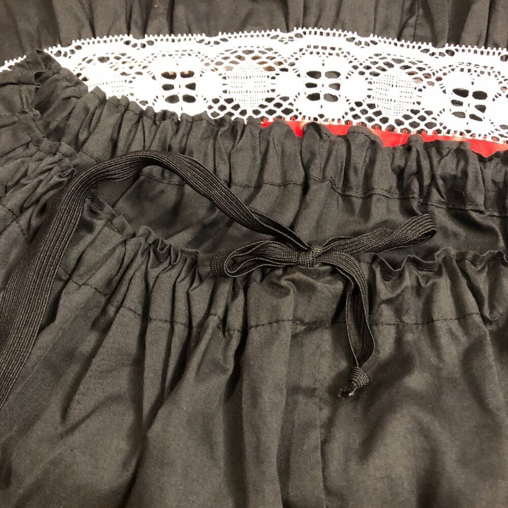 Handmade Latin Dance Skirt Lace Ribbon Adjustable Sml Med Lrg Xl OS Red Black - Picture 8 of 8